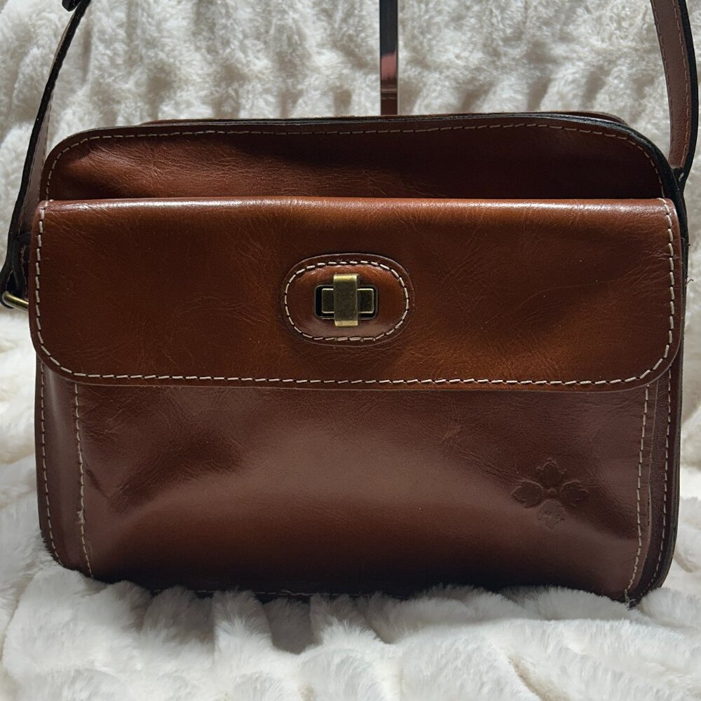 EUC Patricia Nash British Tan Vintage Vegetable Tanned Leather Crossbody Bag